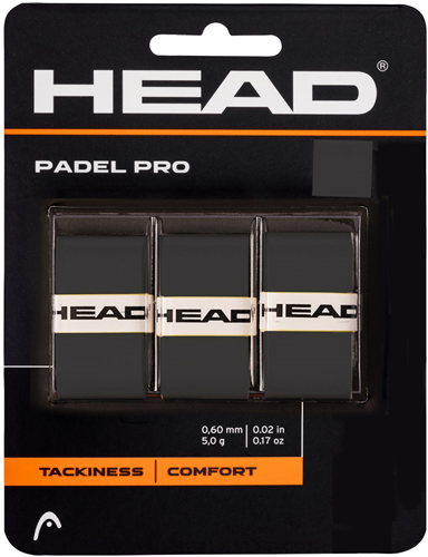 Head overgrip padel pro black - pack of 3 grips for padel rackets