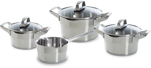 BK Premium+ cookware set 4-piece stainless steel safe pouring system silver-2