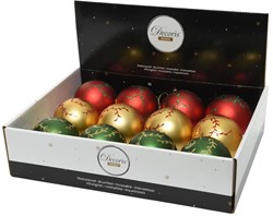 Decoris Christmas baubles set plastic 12 pieces gold red green matt