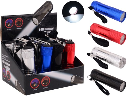 Johntoy flashlight LED 9 lights including batteries red