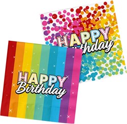 Folat napkins Happy Birthday multicolor - 20 pcs paper party napkins