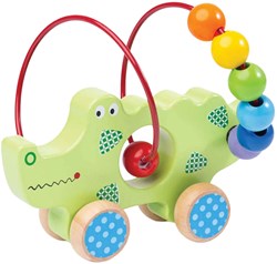 BigJigs wooden push along crocodile with bead frame toy