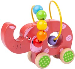 BigJigs wooden push along elephant bead frame toy