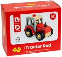 BigJigs wooden tractor toy red - mini farm vehicle for kids