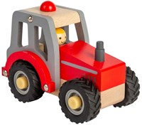 BigJigs wooden tractor toy red - mini farm vehicle for kids-2