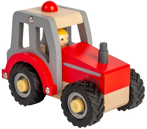 BigJigs wooden tractor toy red - mini farm vehicle for kids-2