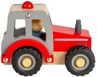 BigJigs wooden tractor toy red - mini farm vehicle for kids-3