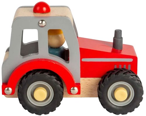 BigJigs wooden tractor toy red - mini farm vehicle for kids-3