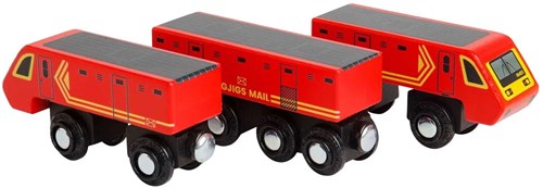 BigJigs wooden train toy - Postal train for kids-3