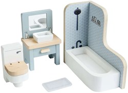 Bigjigs wooden dollhouse bathroom furniture FSC certified 4-piece set