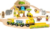 BigJigs Safari train wooden toy set - 38 pieces - colourful-2
