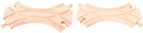 BigJigs wooden train tracks double-sided curved turnout - expansion set-2