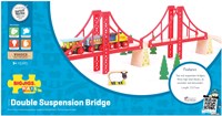 BigJigs wooden train track double suspension bridge red - toy bridge