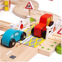 BigJigs wooden countryside train set - toy railway and road track-3