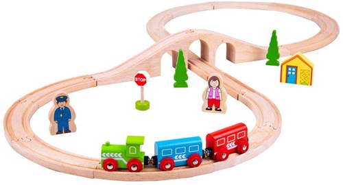 BigJigs wooden train set figure eight - 40-piece toy train