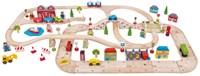 Bigjigs wooden city train set and car set - 110 piece toy-2