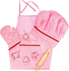 BigJigs Toys Chef Set - pink dress up and baking set for kids