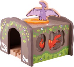 BigJigs Wooden Train Tunnel - T-Rex dinosaur toy