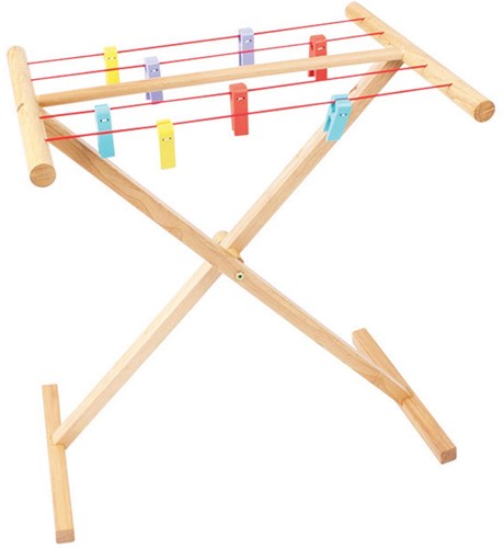 BigJigs wooden clothes airer toy - colourful drying rack for kids