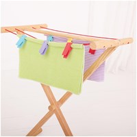 BigJigs wooden clothes airer toy - colourful drying rack for kids-3