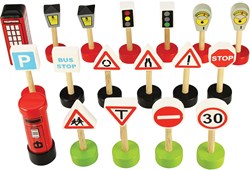 BigJigs wooden traffic signs playset - 18 pieces