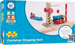 BigJigs wooden container shipping yard train set - sustainable toy
