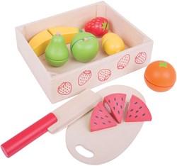 BigJigs wooden toy cutting fruit crate - educational toy 13-piece
