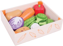 BigJigs wooden vegetable crate toy - educational kitchen playset