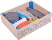 BigJigs wooden toy crate with fish - play kitchen accessory