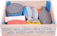 BigJigs wooden toy crate with fish - play kitchen accessory-2