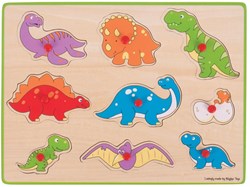 BigJigs wooden puzzle Dinosaurs - educational toy 9 pieces for kids