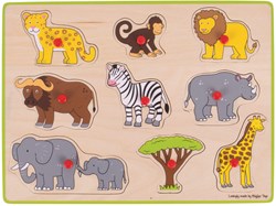 BigJigs wooden puzzle Safari - educational knob puzzle 9 pieces