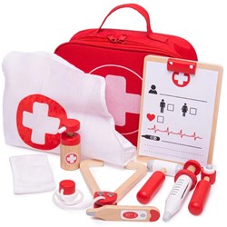 BigJigs doctor's kit wooden toy case role play set