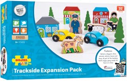 BigJigs wooden railway accessories - Expansion set with figures & buildings