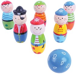 BigJigs wooden pirate skittles set - 7 piece kids game