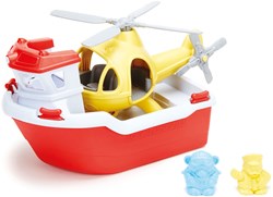 Green Toys rescue boat toy with helicopter sustainable bath toy