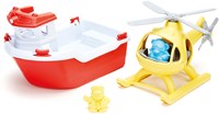 Green Toys rescue boat toy with helicopter sustainable bath toy-2