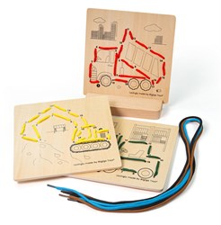 BigJigs wooden educational toy Lacing by Numbers construction set