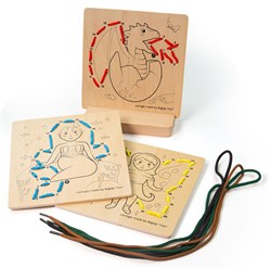 BigJigs educational toy Lacing by Numbers Mythical wooden game