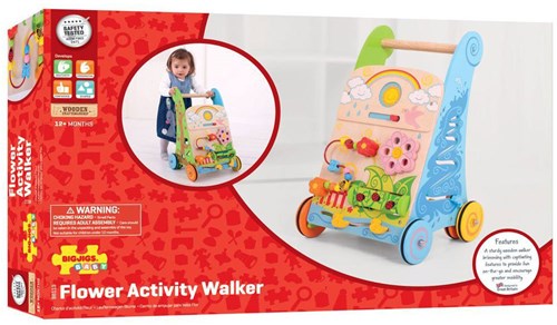 BigJigs wooden walker with activity panel - flower theme