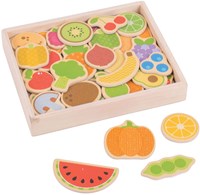 BigJigs magnetic toy fruit and veg wood 35-piece set