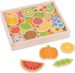 BigJigs magnetic toy fruit and veg wood 35-piece set