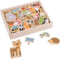 BigJigs magnetic toy wooden forest animals - 35 pieces magnets