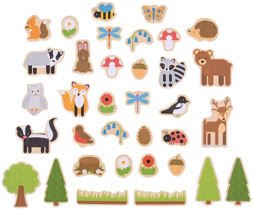 BigJigs magnetic toy wooden forest animals - 35 pieces magnets-2