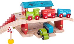 BigJigs wooden station - train track and road toy for kids