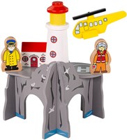 BigJigs wooden train Lighthouse 4-way tunnel accessory for kids
