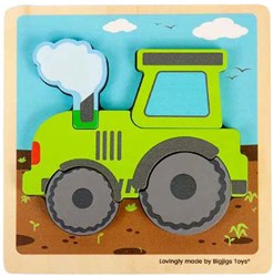 BigJigs wooden puzzle tractor - toddler toy - 5 shapes