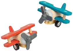 BigJigs wooden airplane pull-back biplane FSC toy