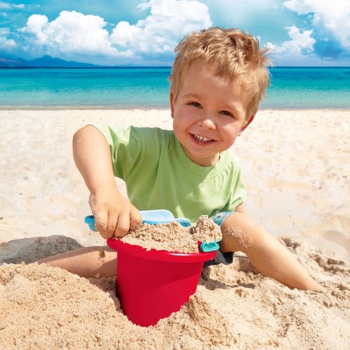 Haba beach toy toddler bucket red multicolor sand-2