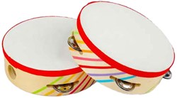 BigJigs wooden toy tambourine multi colour FSC wood music